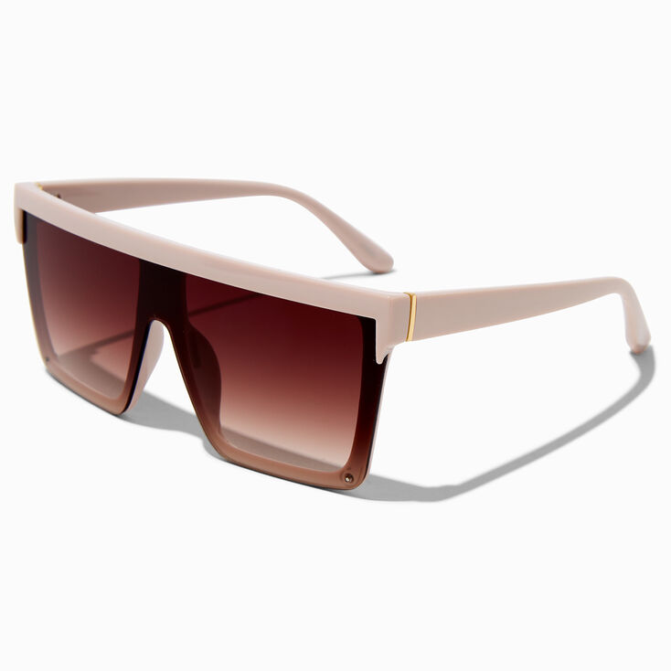 Lunettes de soleil &eacute;cran barre brun clair,