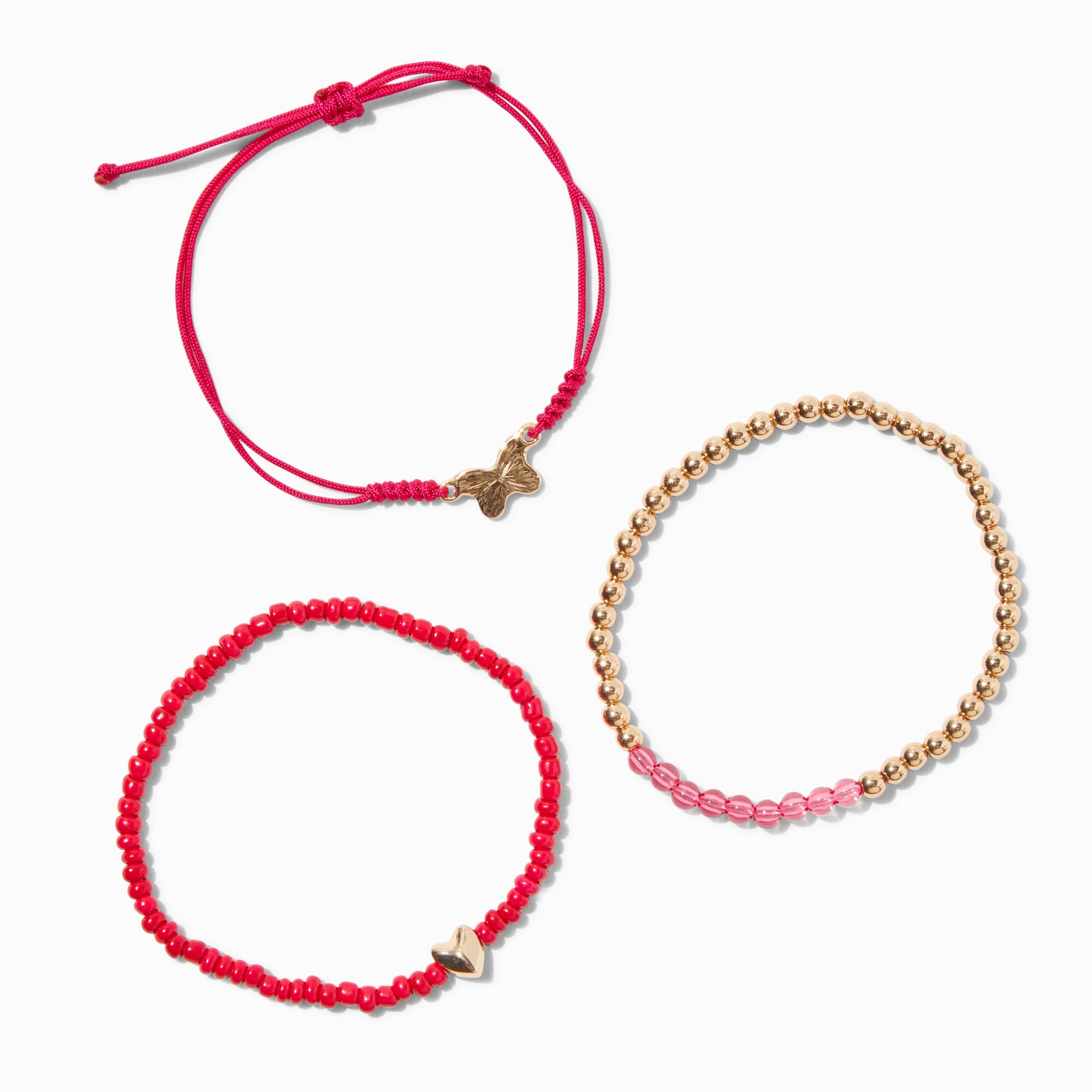 View Claires January Birthstone Beaded Stretch Bracelets 3 Pack Gold information