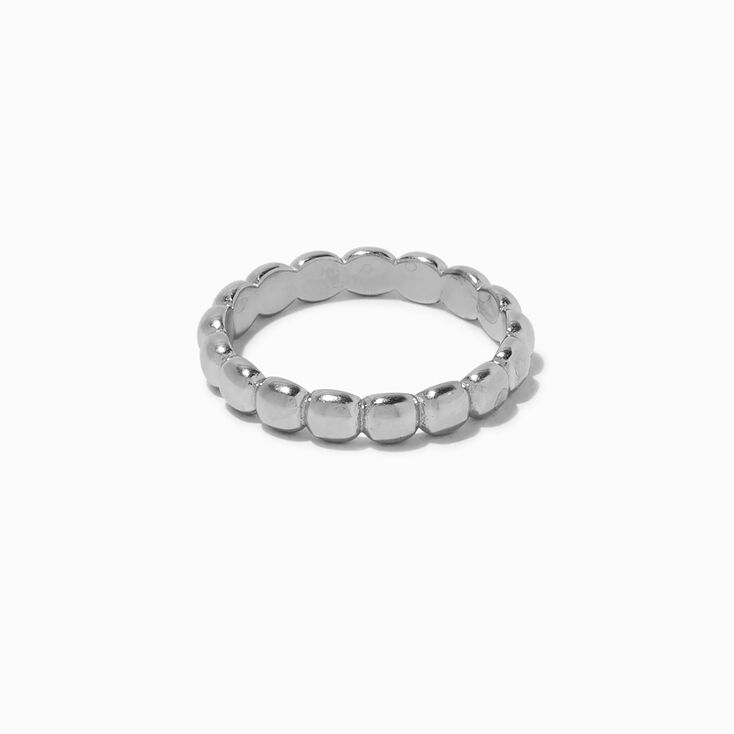 Silver-tone Stainless Steel Bubble Ring,