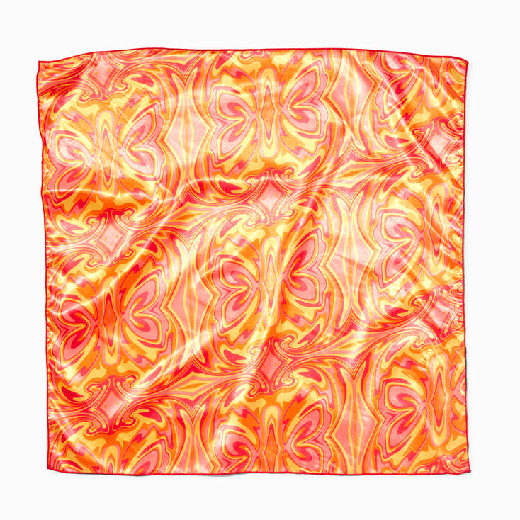 Melon Orange Swirl Silky Bandana Headwrap,