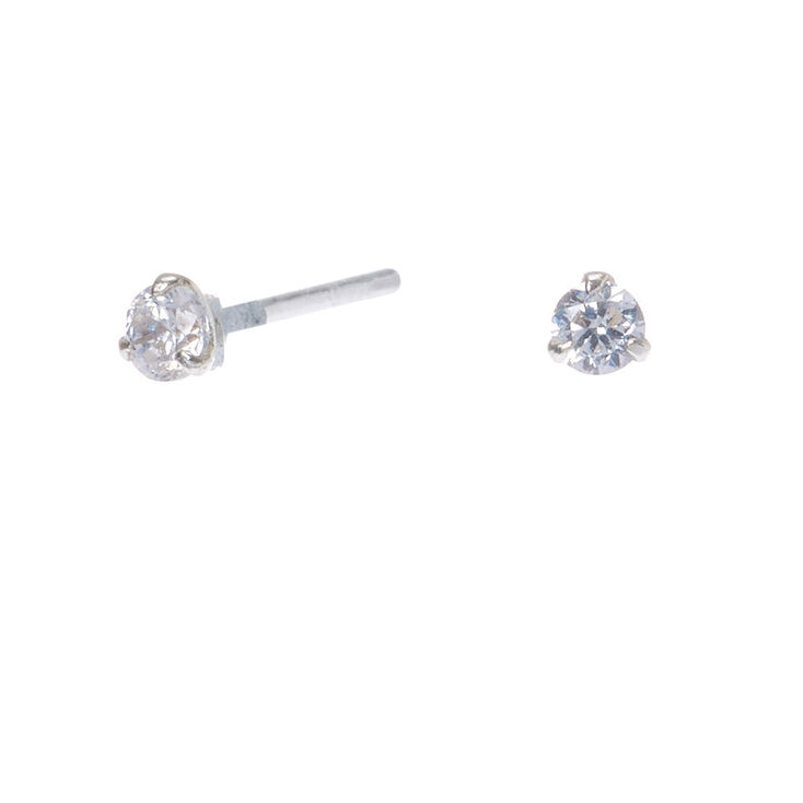 C LUXE by Claire&#39;s Sterling Silver Cubic Zirconia 2MM Round Martini Stud Earrings,