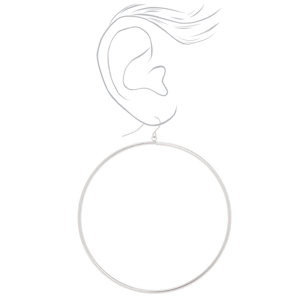 Silver 80MM Hoop Drop Earrings,