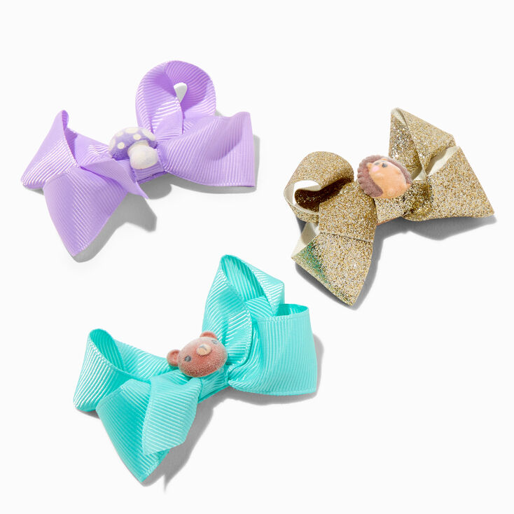 Claire&#39;s Club Forest Critters Loopy Bow Hair Clips - 3 Pack,