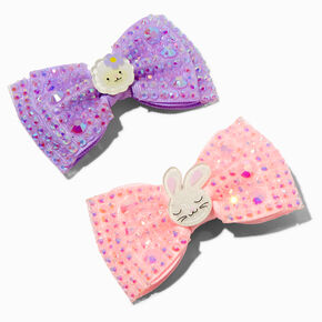 Sequin Easter Pastel Hair Bow Clips - 2 Pack,