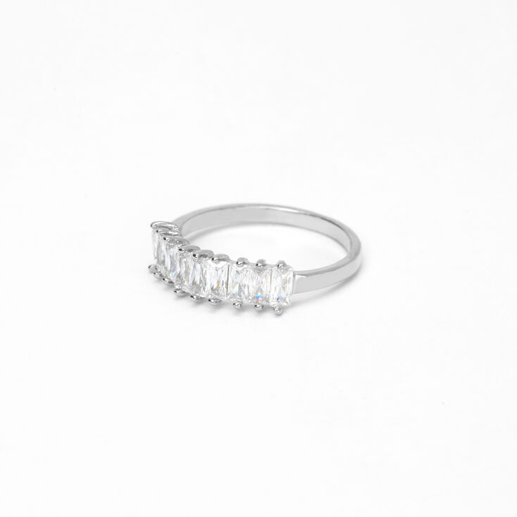 Silver Cubic Zirconia Baguette Ring,