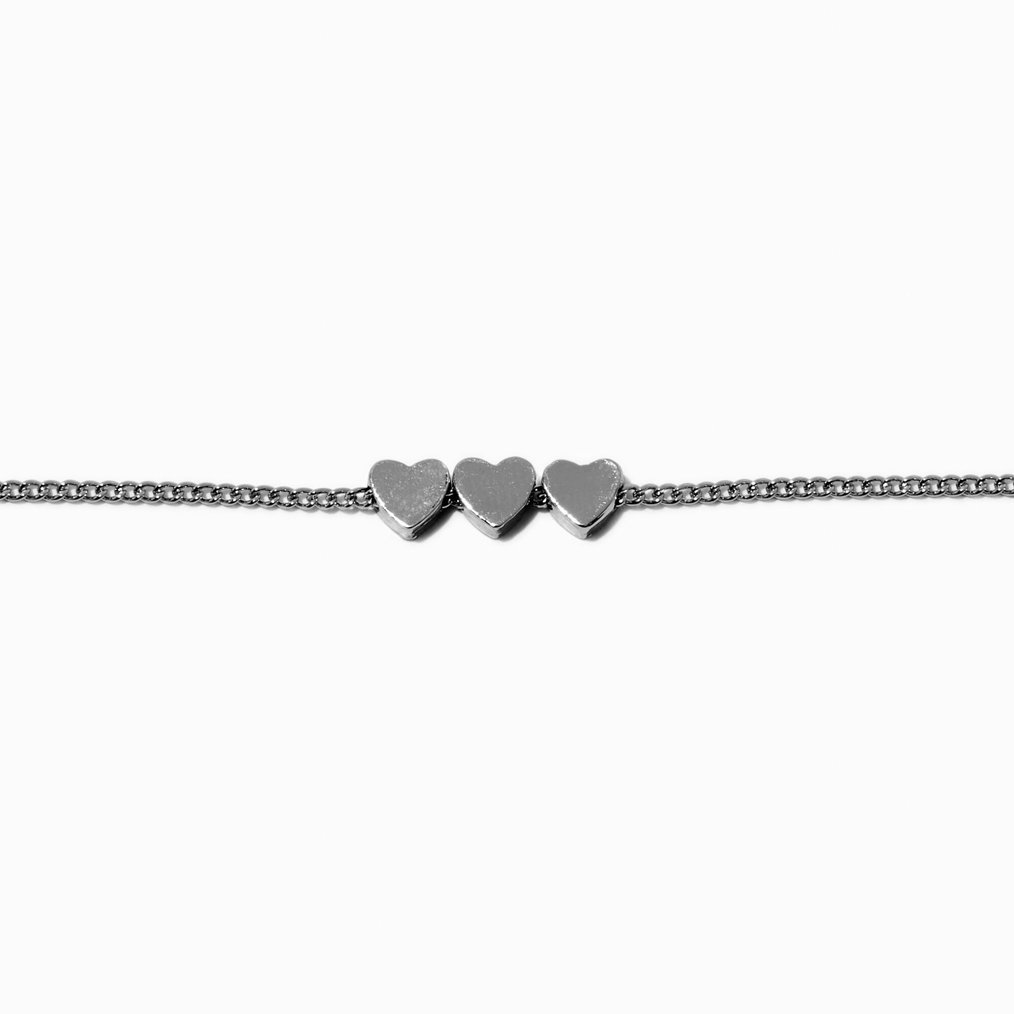 Silver-tone Heart Chain Bracelet,