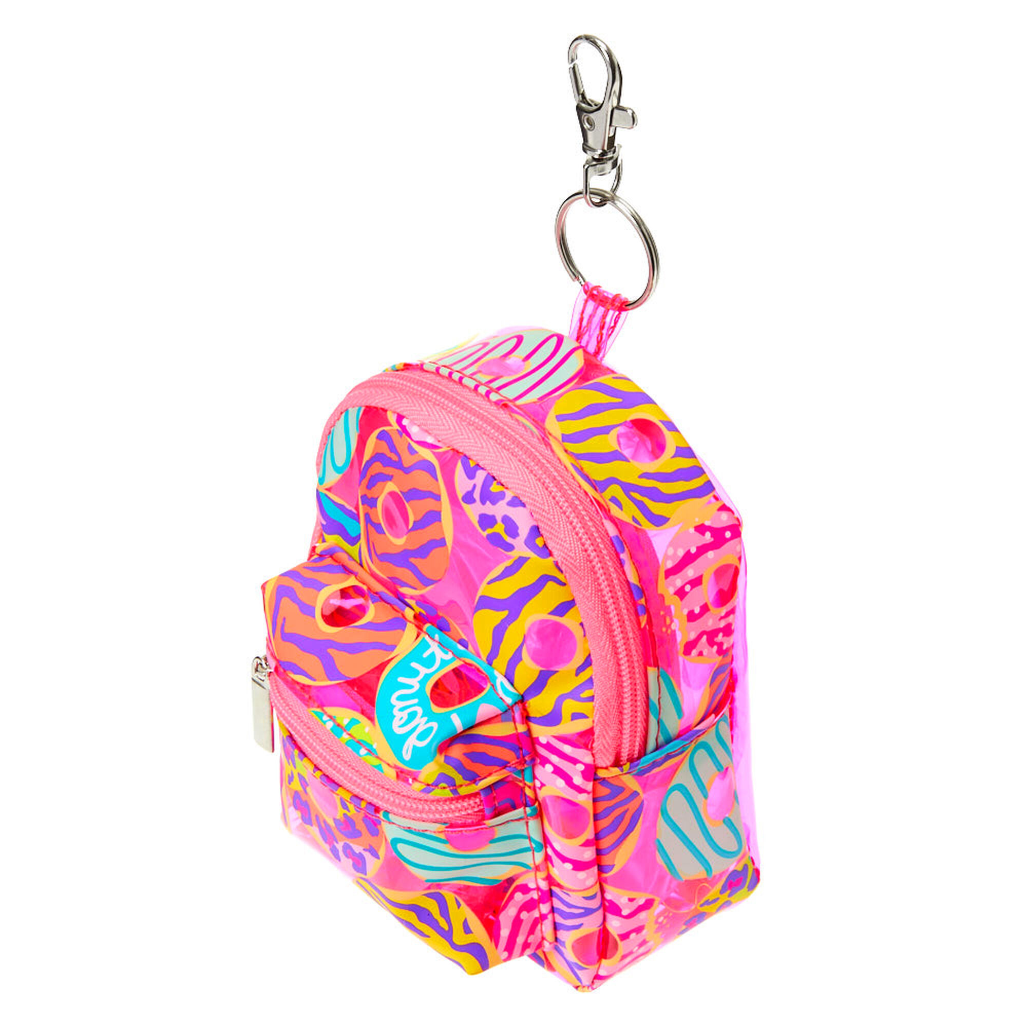 Neon Animal Donut Print Mini Backpack Keychain - Pink | Claire's US