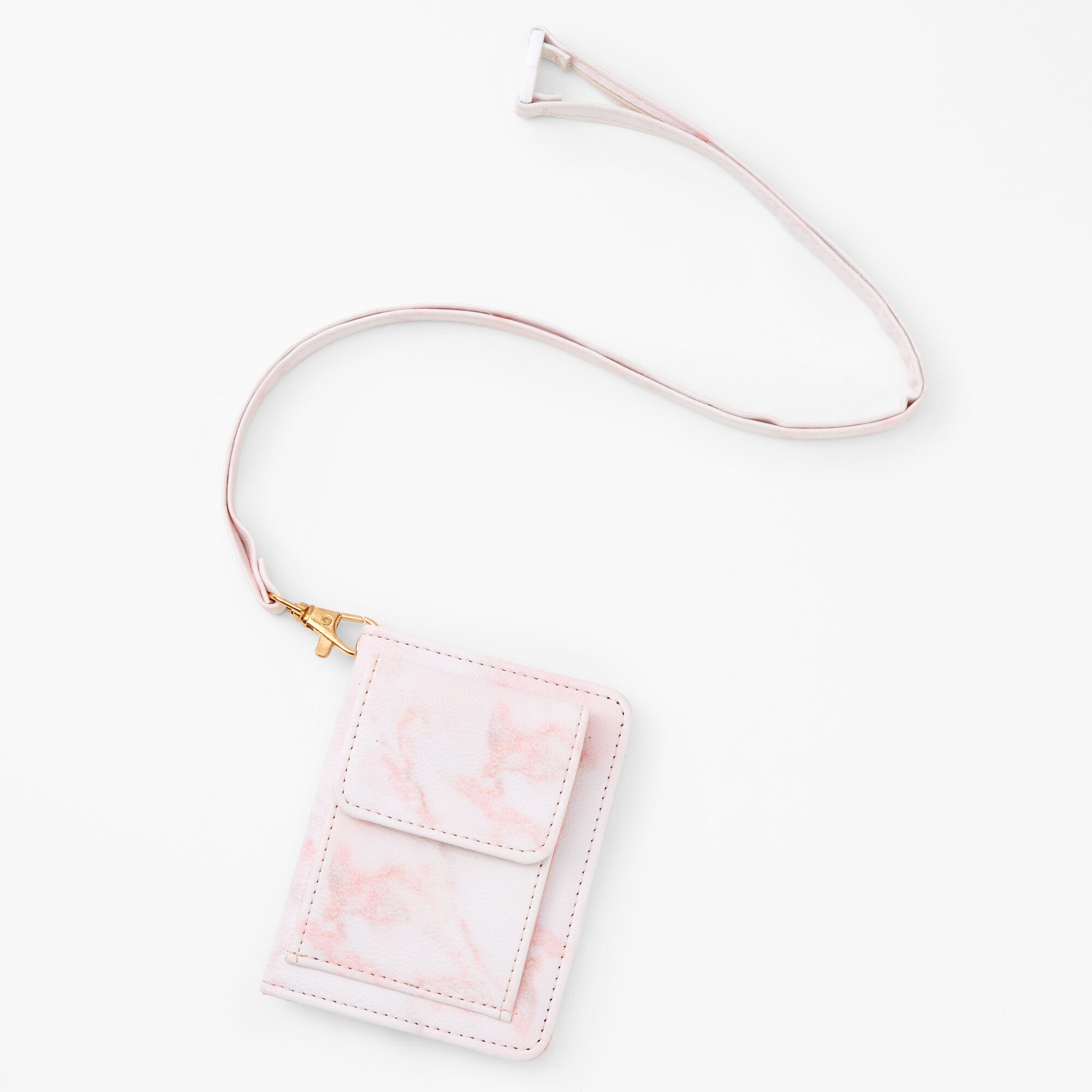 Claire's Porte-monnaie rose effet marbré avec cordon tour de cou