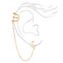 Gold Celestial Moon Connector Chain Stud Earrings,