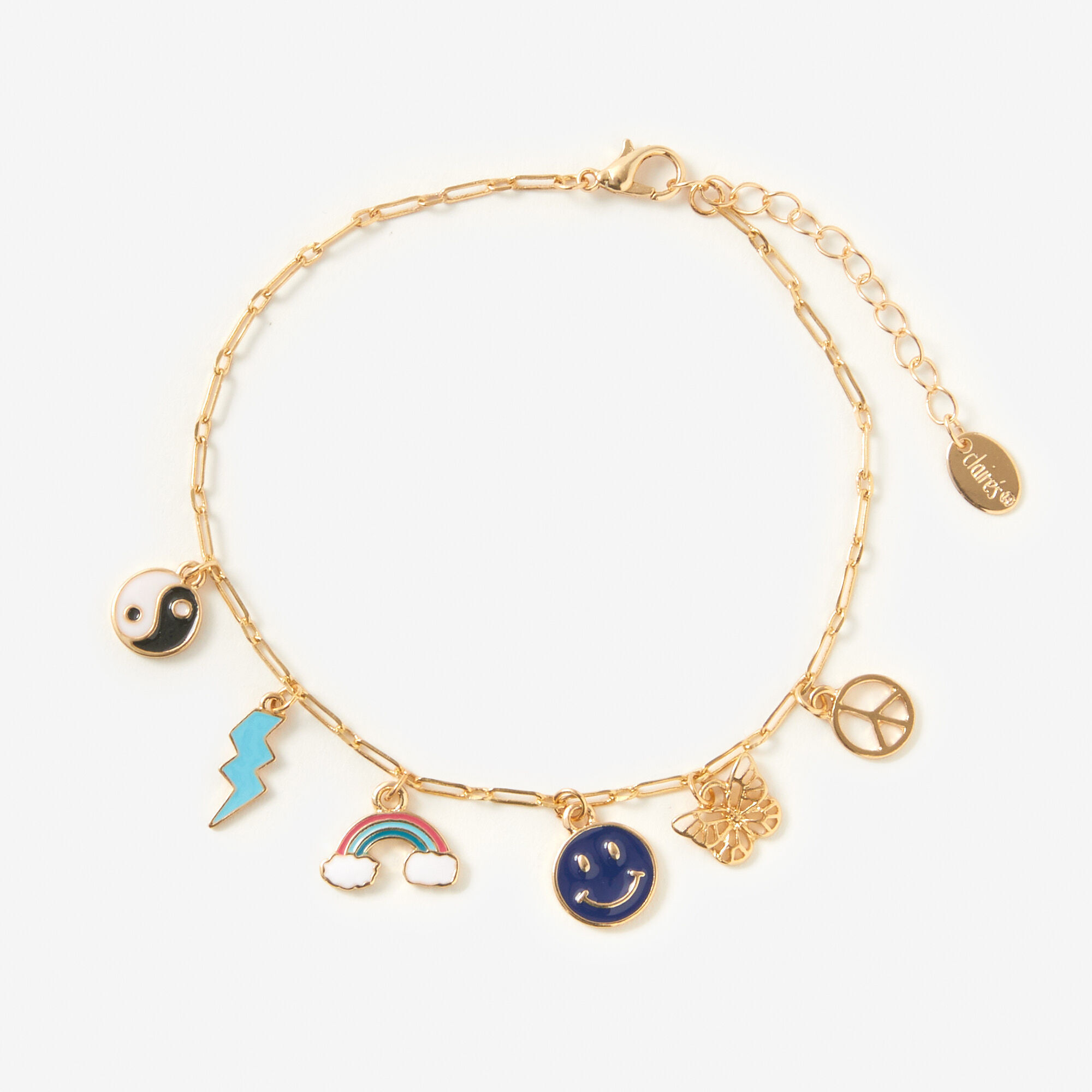 Gold 90 s Charm Chain Anklet Claire s US