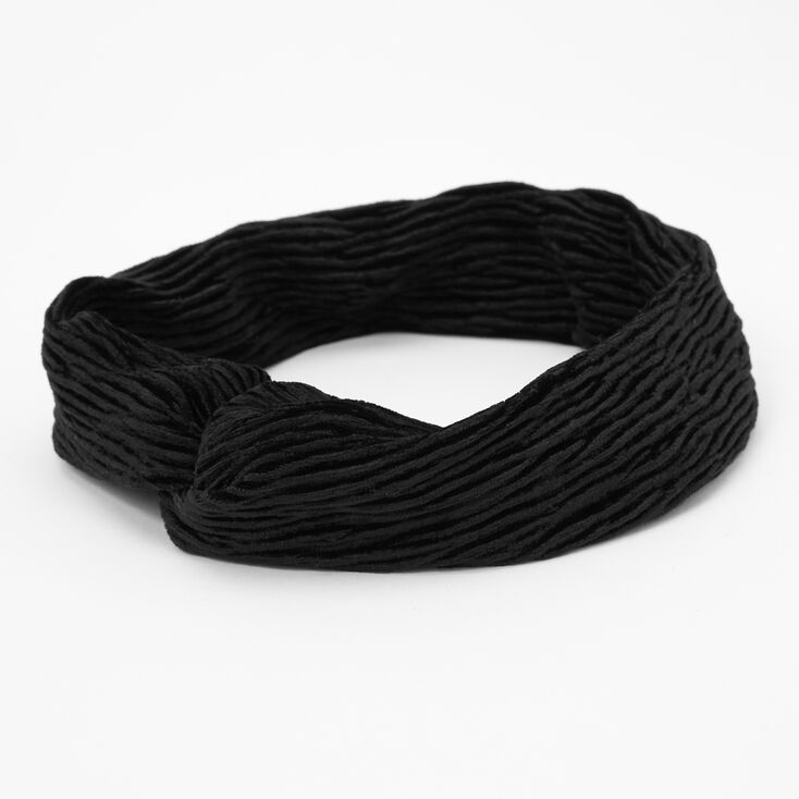 Claire's Bandeau torsadé plissé en imitation velours - Noir