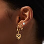 Gold-tone Heart Pearl Earring Stackables Set - 6 Pack,