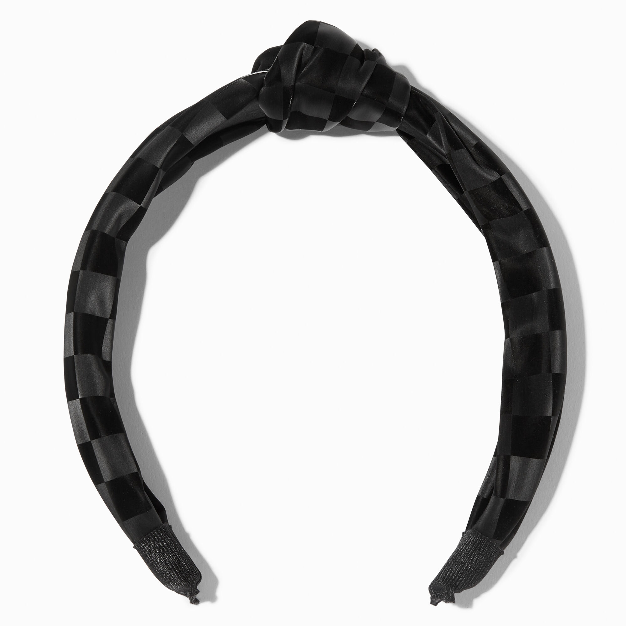 Black Check Knotted Headband,