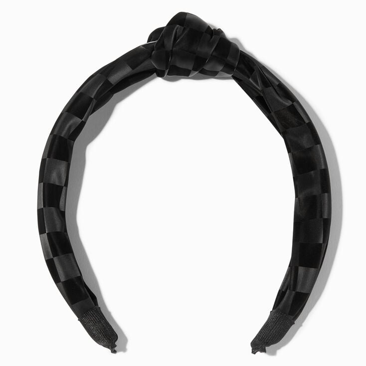 Black Check Knotted Headband,