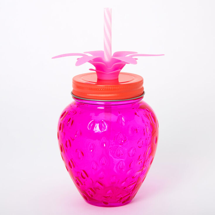 Strawberry Mason Jar Cup - Pink,