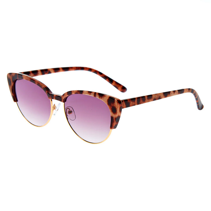 Leopard Browline Cat Eye Sunglasses - Brown,