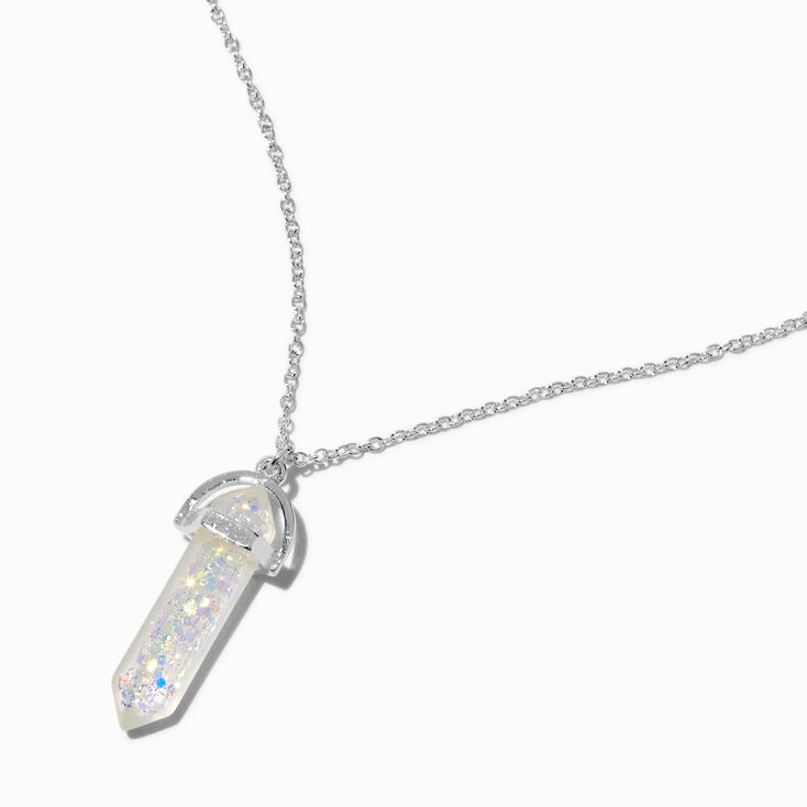 UV Color-Changing Glitter Clear Mystical Pendant Necklace,