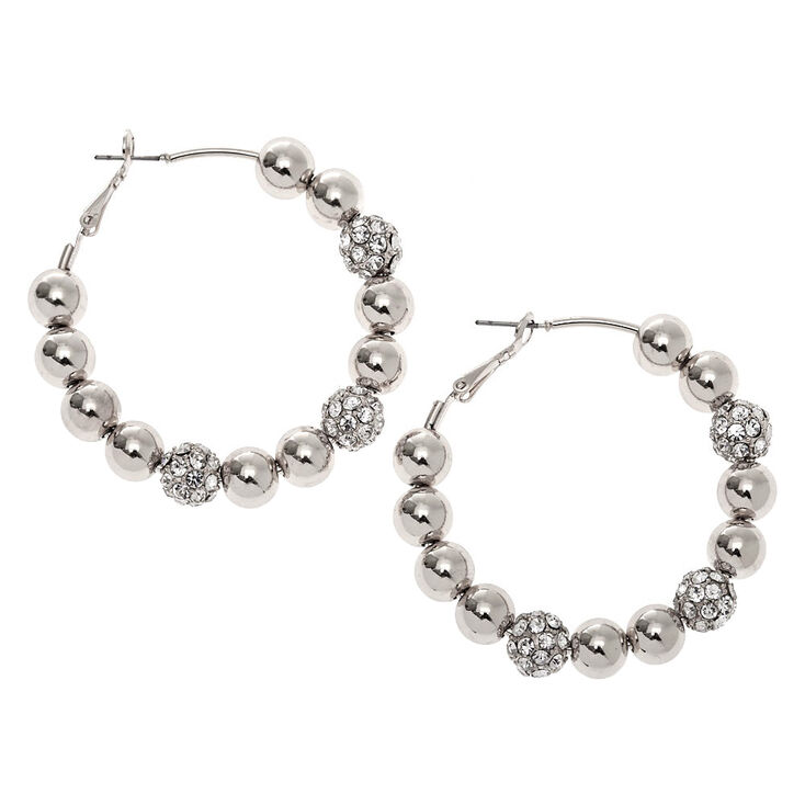 Silver 50MM Fireball Hoop Earrings,