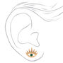 Gold Evil Eye Starburst Stud Earrings - Green,