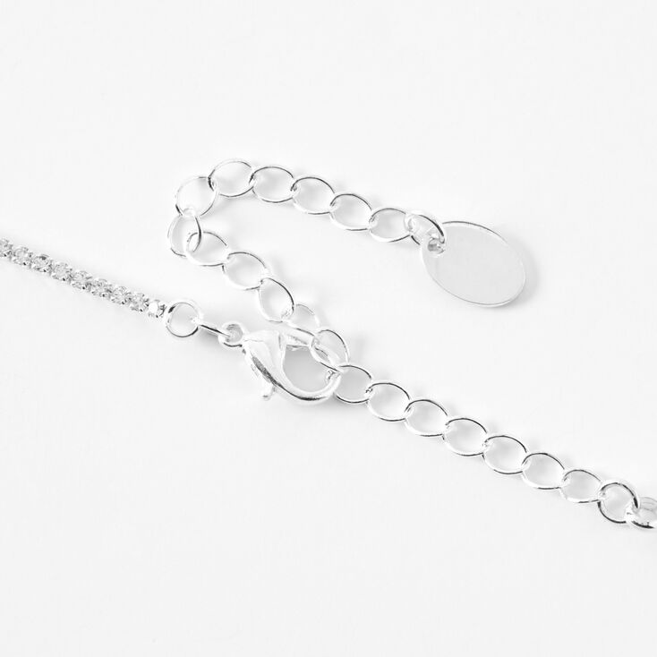 Silver Rhinestone Swag Statement Necklace,