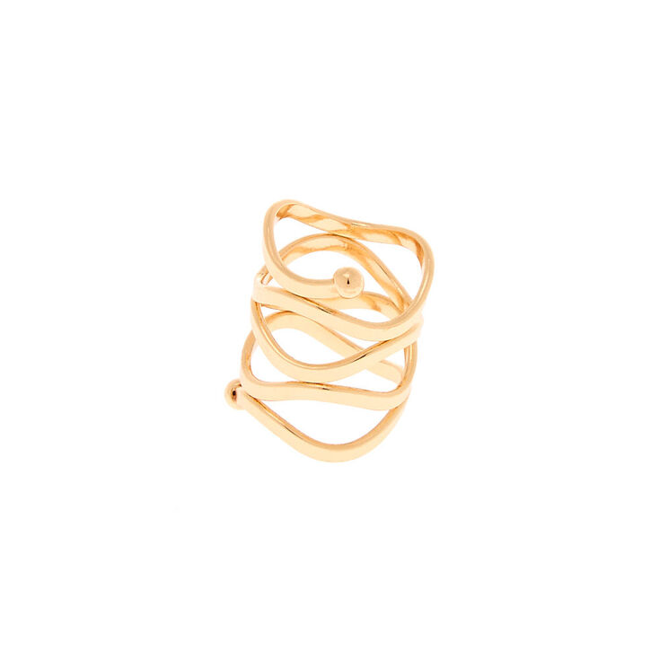 Bague enveloppante torsad&eacute;e couleur dor&eacute;,