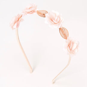 Rose Gold Flower Leaf Headband - Blush Pink,