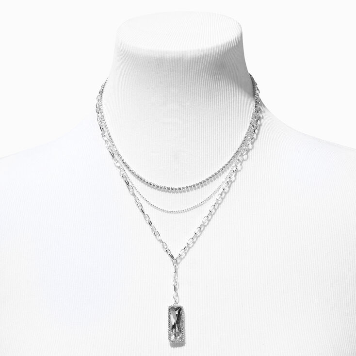 Framed Rhinestone Y-Neck Multi-Strand Statement Necklace,