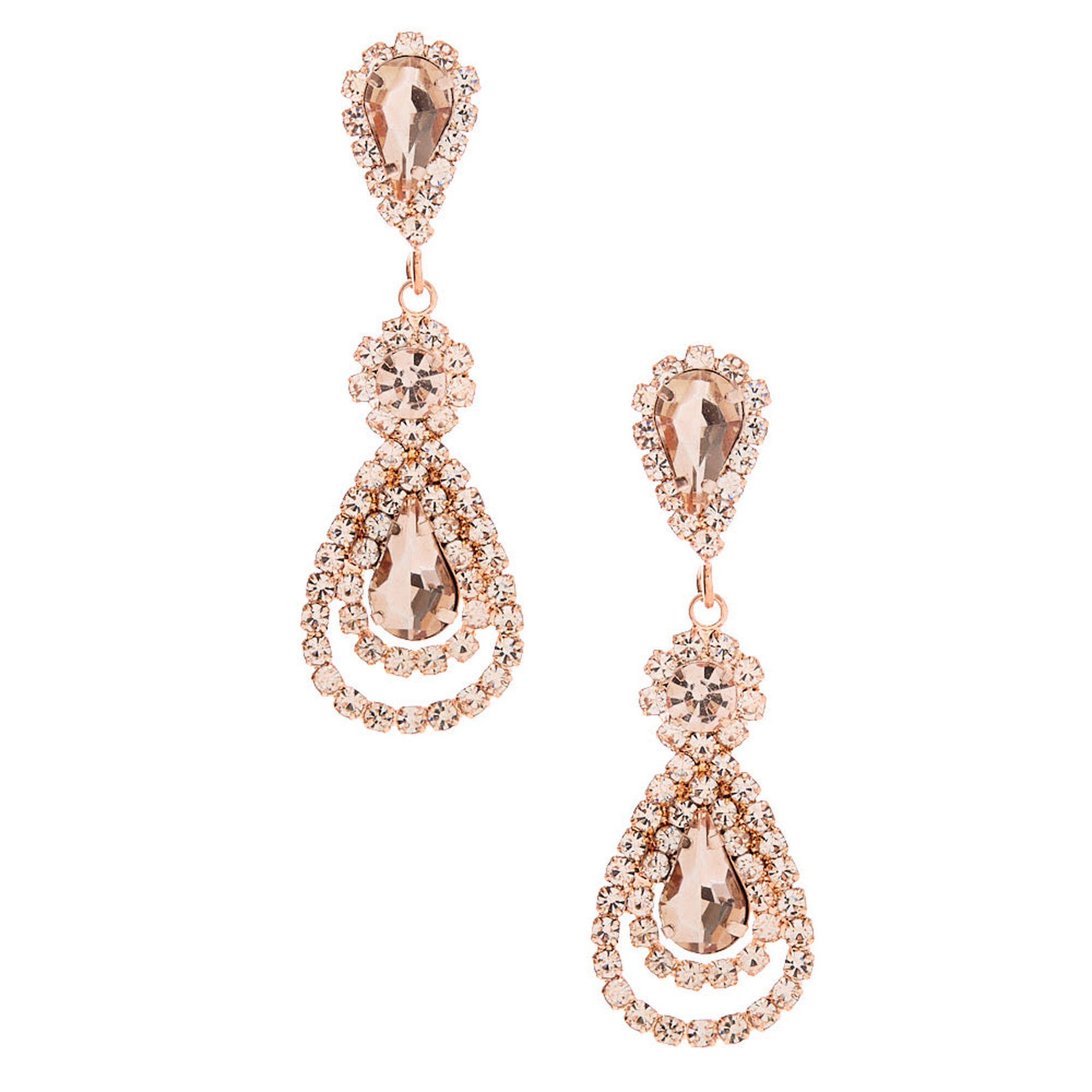 Rose Gold 2&quot; Petal Teardrop Drop Earrings | Claire&#39;s US