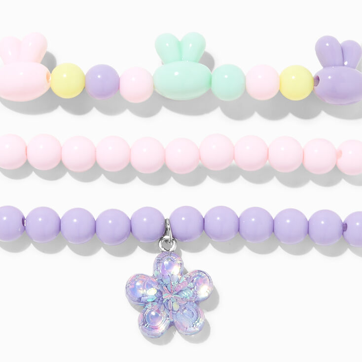 Spring Pastels Beaded Stretch Bracelets - 3 Pack,