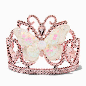 Claire&#39;s Club White Sequin Butterfly Pink Tiara,