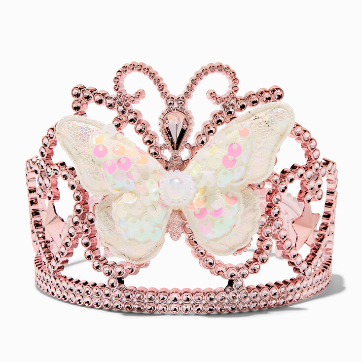 Diad&egrave;me rose papillon &agrave; sequins blancs Claire&#39;s Club,