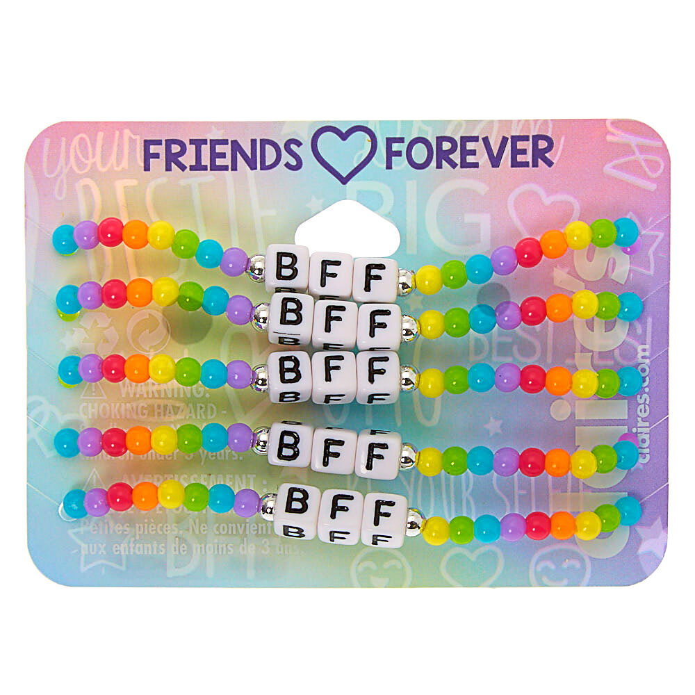 5 Piece Friendship Bracelets with Rainbow Beads 