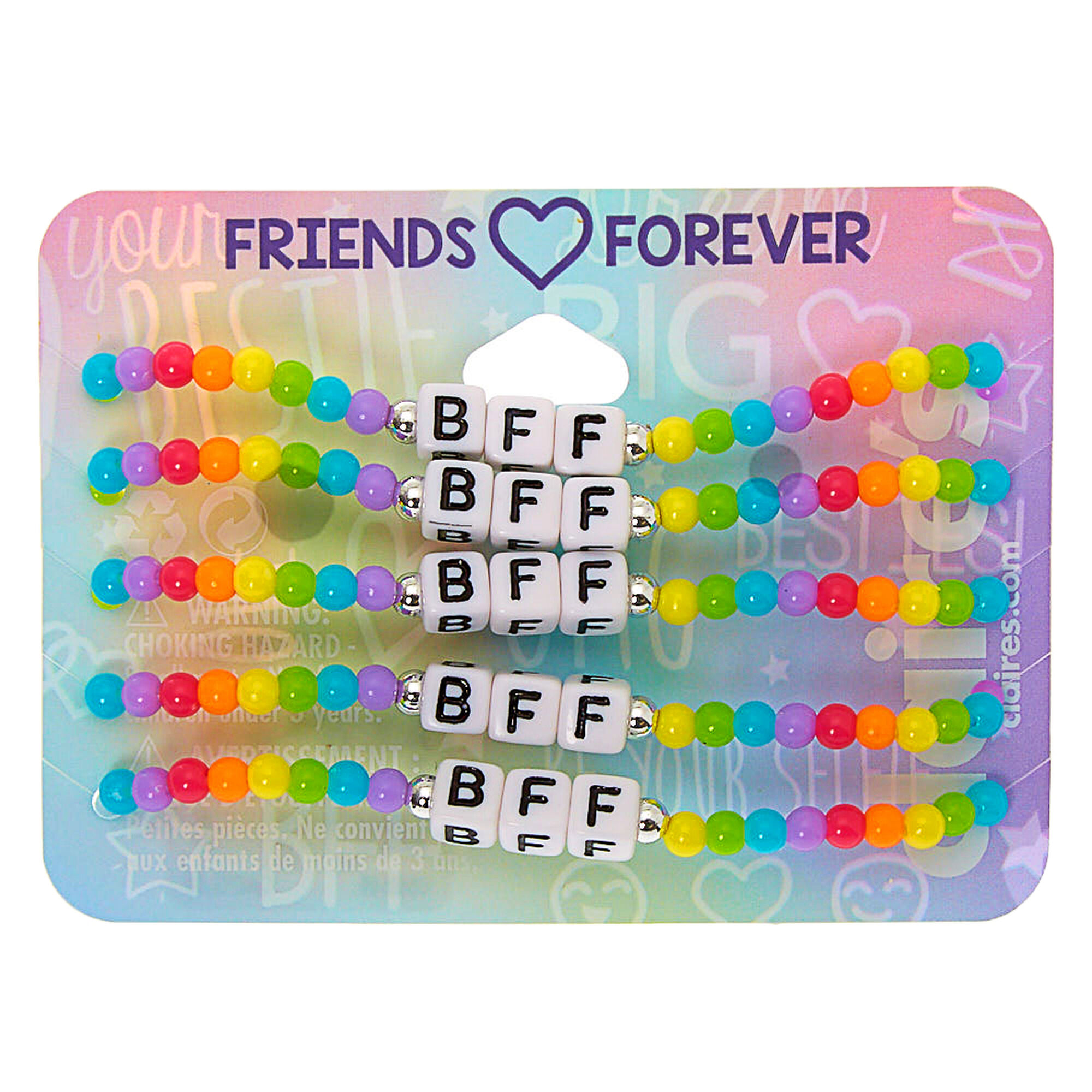 View Claires Bead Stretch Friendship Bracelets 5 Pack Rainbow information