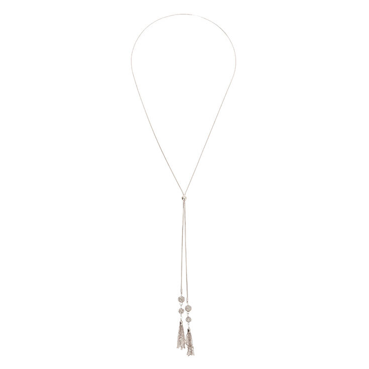 Claire's Sautoir à pendentif design en Y boule de feu couleur argenté