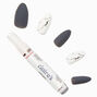 Gray Matte Marble Stiletto Vegan Faux Nail Set - 24 Pack,