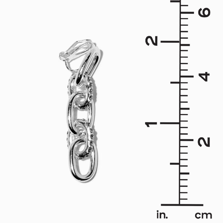 Crystal &amp; Silver-tone Chunky Chain Clip-On Drop Earrings,