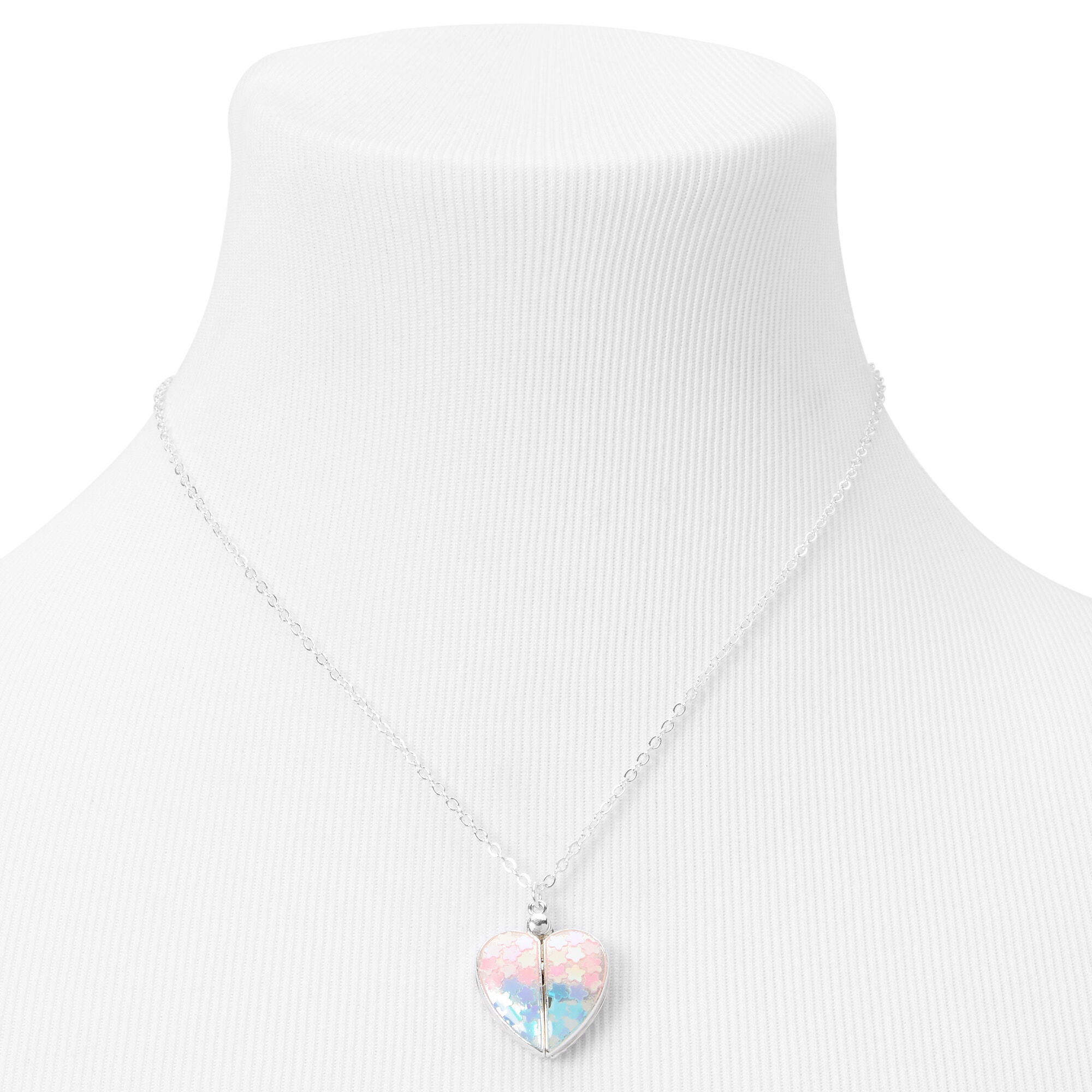 Flower Confetti Hidden Message Locket Necklace - Silver,
