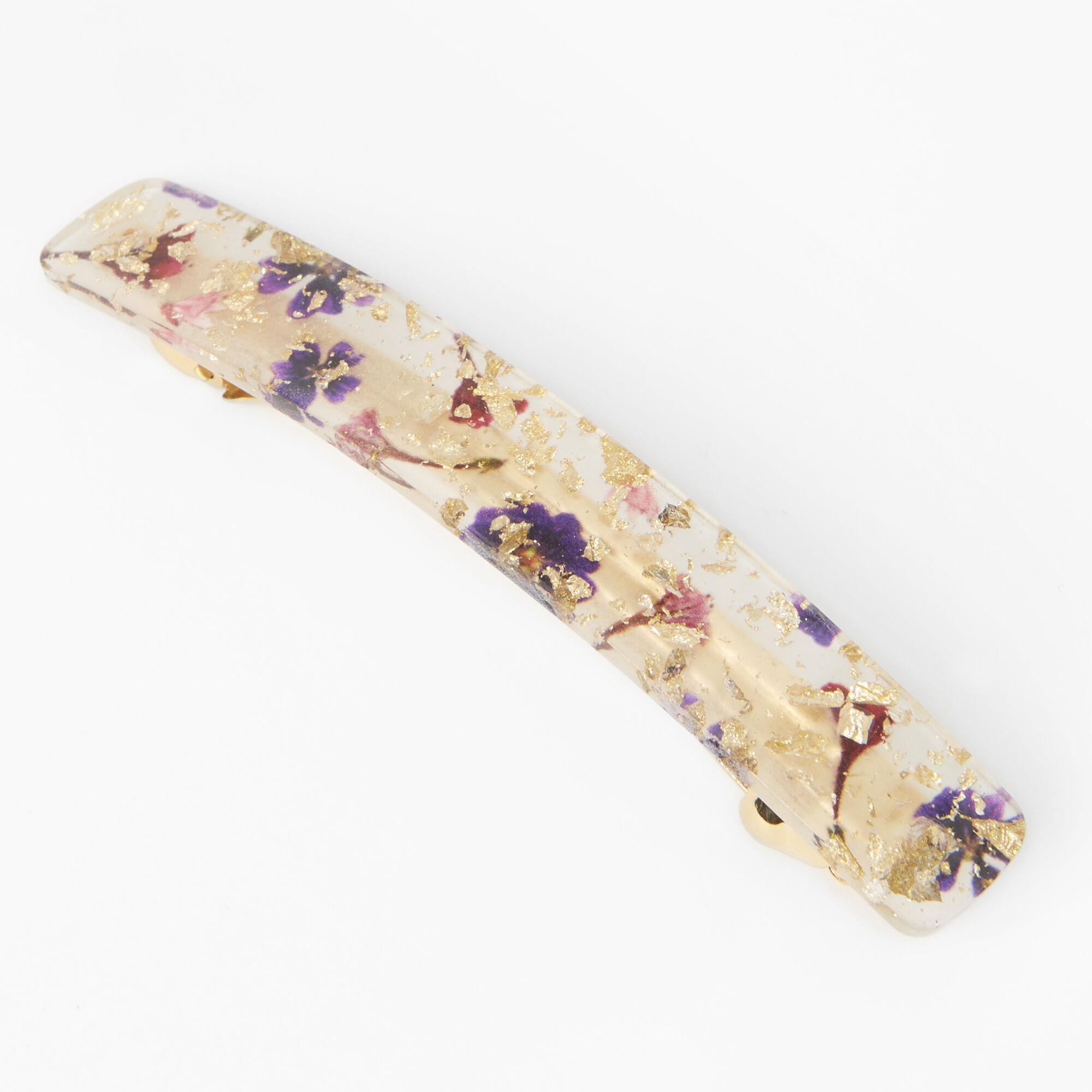 Purple Foil Floral Hair Barrette,