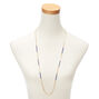 Gold Navy Blue Bar Multi Strand Necklace,