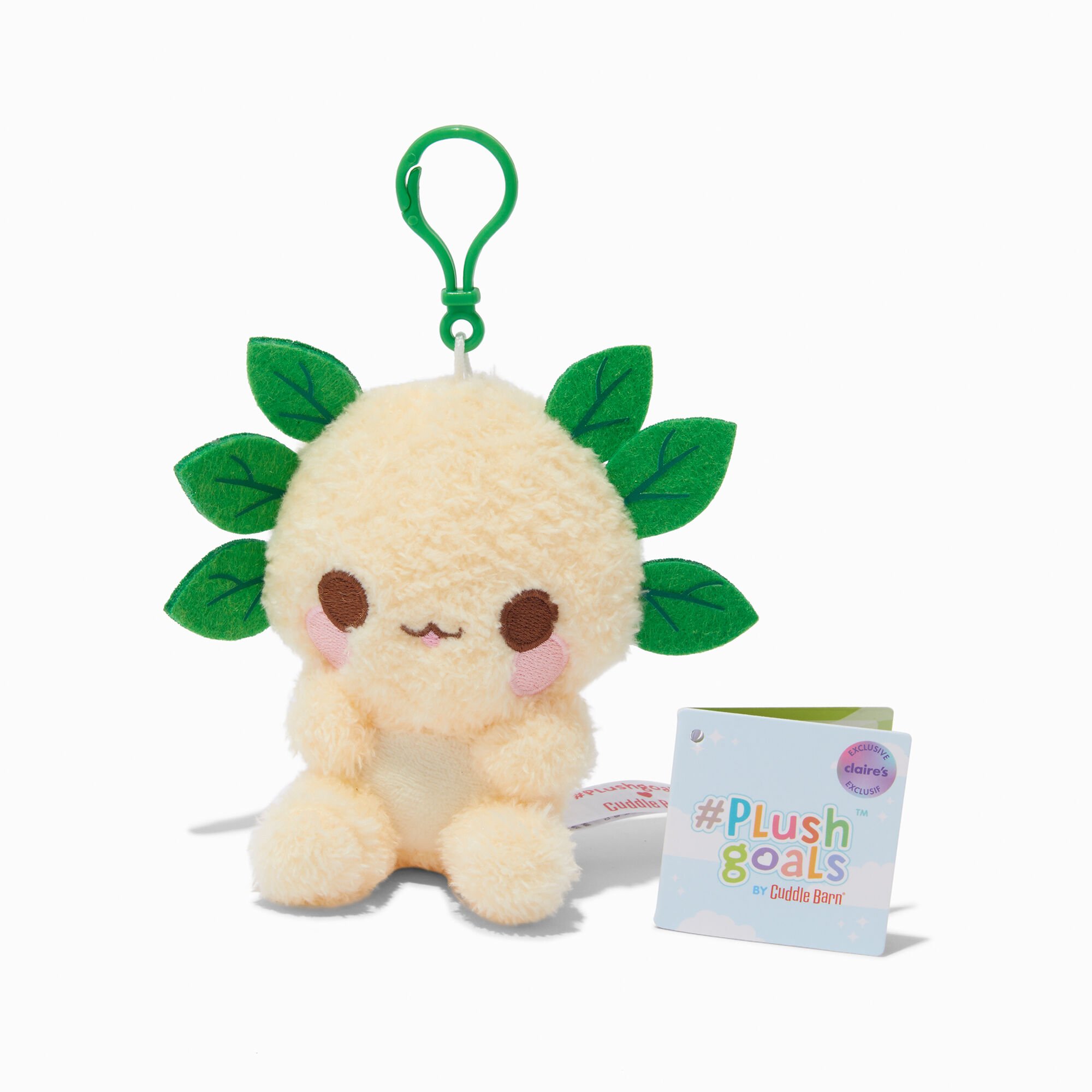 #Plush Goals by Cuddle Barn® Claire's Exclusive 5'' Leia the Leafy Axolotl Soft Toy Bag Clip,