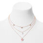 Pink Butterfly Multi-Strand Gold-tone Chain Necklace,