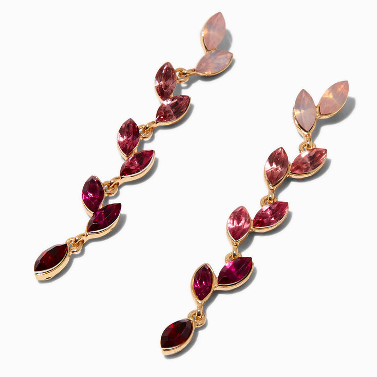Pink Ombr&eacute; Gemstone Leaf Gold-tone 2.5&quot; Drop Earrings,