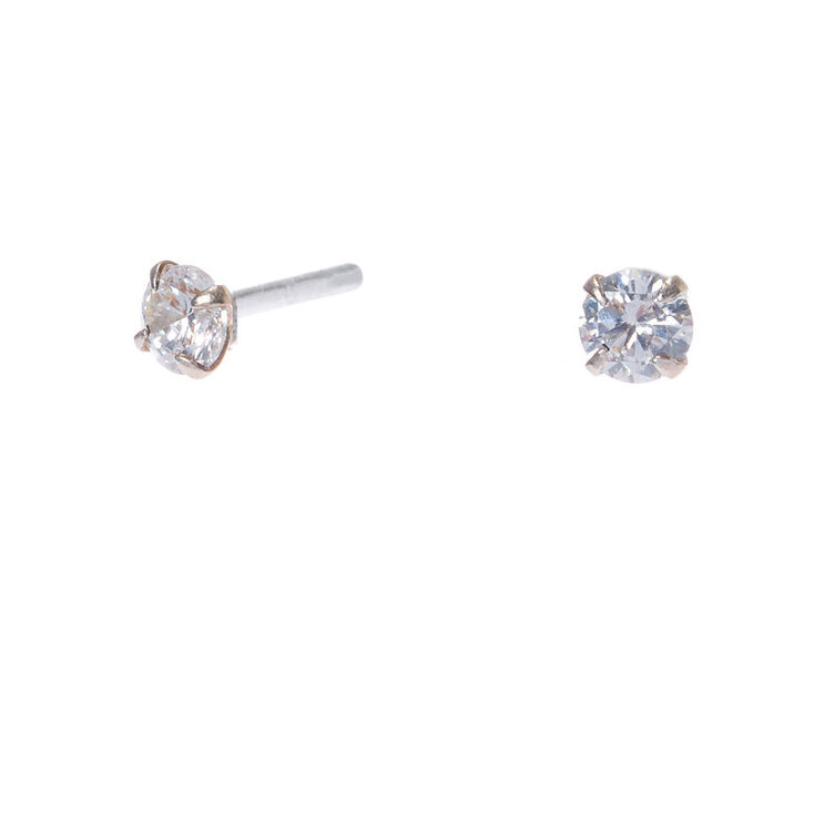 Claire's Clous d'oreilles en argent et zircon d'imitation cubique 3 mm