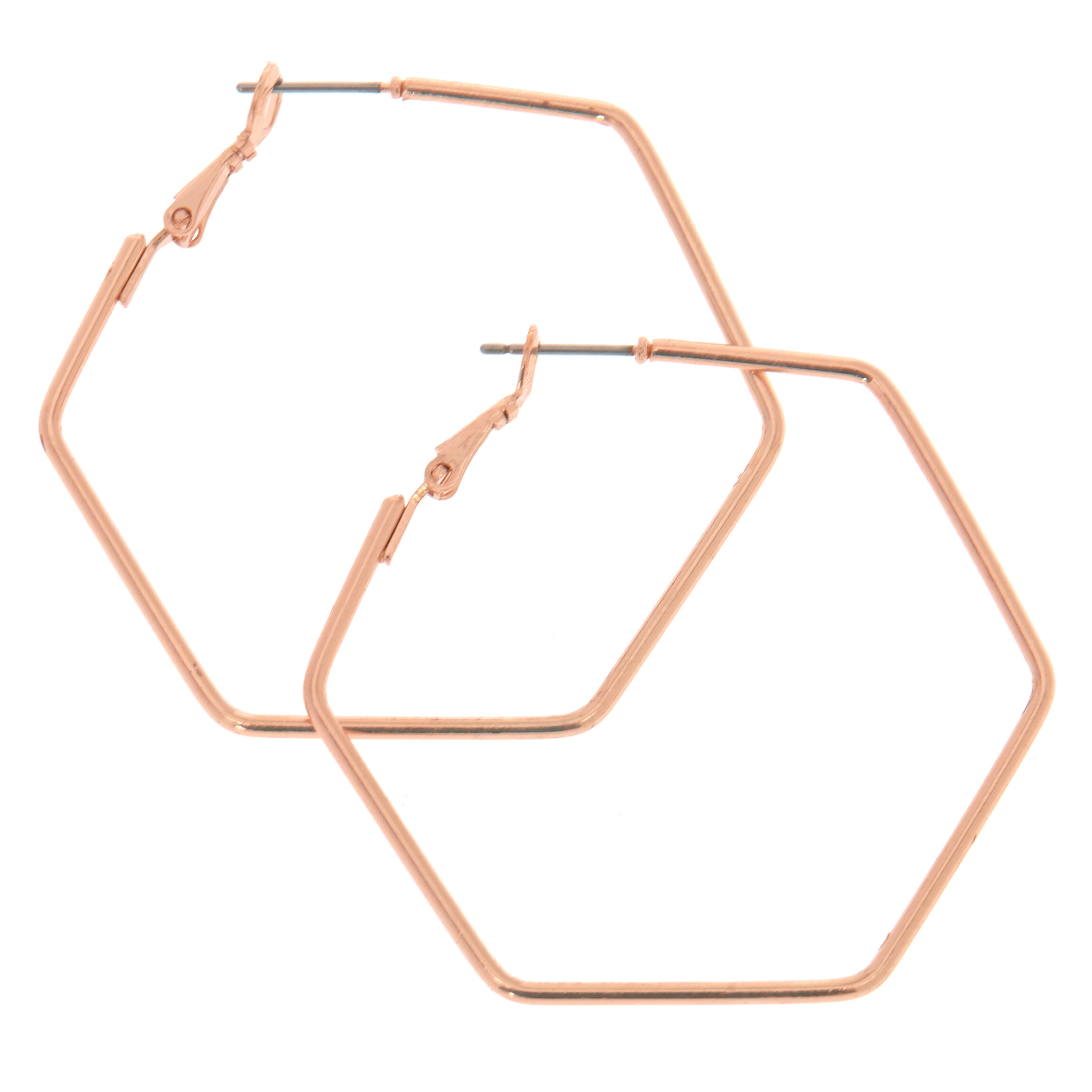 Rose gold hexagon hoop earrings hot sale
