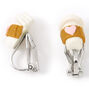 Silver Heart Coffee Clip On Stud Earrings,