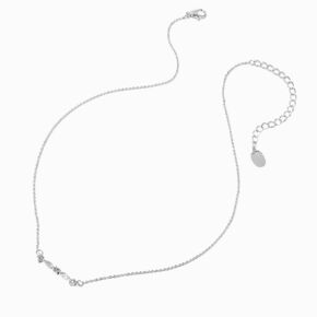 Collier &agrave; pendentif barre en zircon cubique couleur argent&eacute;e,