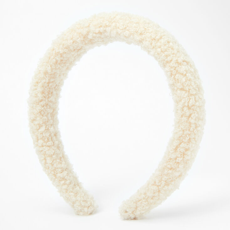 Claire's Serre-tête bouffant style ours en peluche - Ivoire