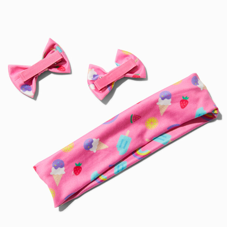 Claire&#39;s Club Pink Summer Ice Pop Headwrap &amp; Hair Clip Set - 3 Pack,