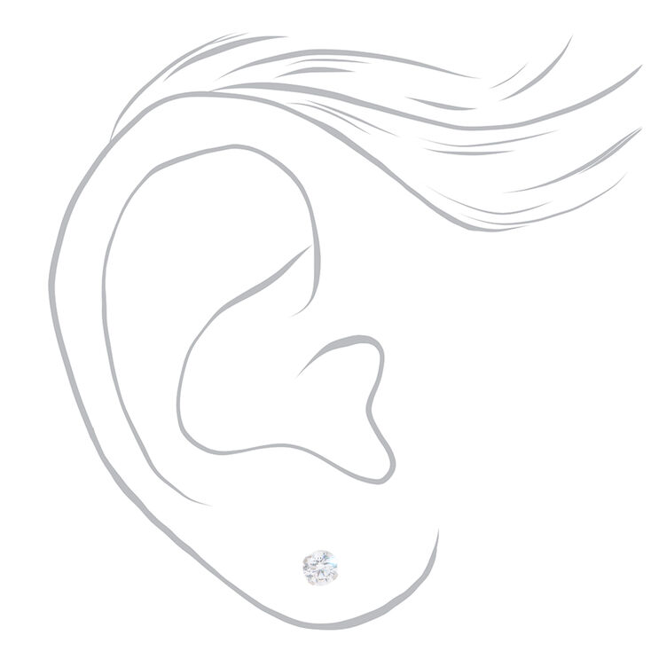 14kt White Gold 4mm Cubic Zirconia Studs Ear Piercing Kit with Ear Care Solution,