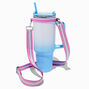 Light Pink &amp; White Striped Crossbody Water Bottle Strap,